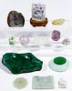 Asian Style Jadeite Jade, Stone and Glass Carved Assortment