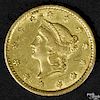 Gold one dollar coin, 1850, XF.