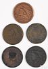 Five large cents, to include an 1818, VG-F, an 1822, G-VG, an 1838, F but cleaned, an 1838 and 1847