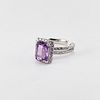 4.23ct Pinkish Purple Sapphire & Diamond Plat Ring