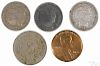 One Lincoln cent, 1931 D, AU, together with a Shield nickel, 1867, F, a three cent nickel, 1865, F