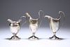 THREE SILVER CREAM JUGS, the first, London 1913; the second, Mappin & Webb,