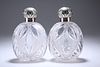 A PAIR OF LARGE GEORGE V SILVER-TOPPED CUT-GLASS SCENT BOTTLES, JAMES DIXON