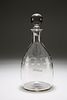 AN EARLY 19th CENTURY ETCHED GLASS DECANTER, of mallet form, with an etched