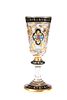 A SUBSTANTIAL BOHEMIAN ENAMEL PAINTED CASED GLASS GOBLET, 19th CENTURY, the