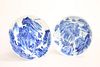 TWO CHINESE BLUE AND WHITE PORCELAIN BOWLS, one painted to the well with a 