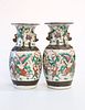 A PAIR OF CHINESE CRACKLE GLAZE VASES IN THE ARCHAIC TASTE, of baluster for