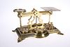 A SET OF VICTORIAN BRASS POSTAL SCALES, the beam stamped WARRANTED ACCURATE