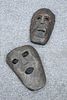 TRIBAL: TWO CARVED MASKS, each with pierced eyes and mouth. (2) Larger 29cm