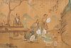 TWO CHINESE WATERCOLOURS ON SILK, each depicting figures, heightened with w