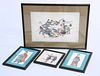 A GROUP OF FOUR CHINESE PAINTINGS ON RICE PAPER, 19TH CENTURY, framed. Larg