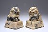 A PAIR OF CHINESE CARVED STONE MODELS OF FU DOGS, 19TH CENTURY, carved of m