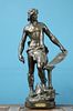 A. MASJOUILLE (FRENCH, 19th CENTURY), "LE TRAVAIL", A PATINATED BRONZE FIGU