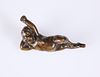 A BRONZE OF A WAKING PUTTO, possibly 18th Century. 7.5cm