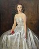 DAVID COWAN DOBSON (1894-1980), PORTRAIT OF LADY HOLDING A RED ROSE, signed