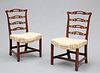 A PAIR OF CHIPPENDALE STYLE MAHOGANY LADDER-BACK SIDE CHAIRS, 19TH CENTURY,