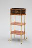 A FINE FRENCH KINGWOOD AND FLORAL MARQUETRY ETAGERE, 19TH CENTURY, the shap