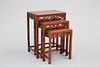 A NEST OF THREE CHINESE HARDWOOD TABLES, each with rectangular panel-moulde