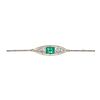 Art Deco Diamond Emerald Platinum 18K Long Brooch