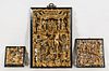 THREE CHINESE CARVED GILTWOOD & LAQUERED PANELS
