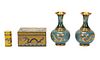 GROUPING OF FOUR CHINESE CLOISONNE OBJECTS