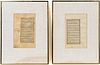 PAIR, FRAMED 19TH C. PERSIAN MANUSCRIPT PAGES