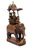 INDIAN, CARVED & POLYCHROMED WOODEN ELEPHANT RIDER