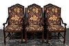 SET, SIX LOUIS XIV STYLE UPHOLSTERED DINING CHAIRS
