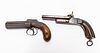 TWO 19TH CENTURY FRONT LOADING PISTOLS