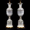 PAIR, PAUL HANSON EMPIRE STYLE CRYSTAL TABLE LAMPS