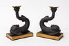 PAIR MOTTAHEDEH AFTER WEDGWOOD BISQUE CANDLESTICKS