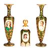 Pair of Green and Gilt Art Nouveau Vases.
