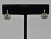 Pr. Russian Diamond/Emerald Maltese Cross Earrings