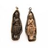 PAIR, SILVER AND CARVED STONE BUDDHA NECKLACE PENDANTS