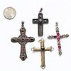 4 CRUCIFIX NECKLACE PENDANTS MARKED STAINLESS