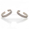 PAIR OF 925 SILVER CUFF BANGLE BRACELETS, DESIGNS BY FMC