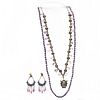 AMETHYST NATURAL STONED NECKLACES AND EARRING SET