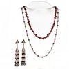 GARNET NECKLACE AND FLOWING EARRINGS