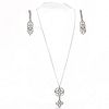 STERLING SILVER AND DIAMOND SIMULANT NECKLACE, EARRINGS