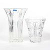 2 CUT CRYSTAL FLOWER VASES WITH DIFFERENT PATTERNS