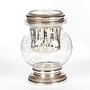 STERLING SILVER AND ETCHED GLASS VOTIVE CANDLE HOLDER