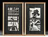 2 Framed Japanese Okuyama Woodblock Prints, 1950s