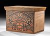 20th C. Pacific Northwest Coast Painted Cedar Box - LVL