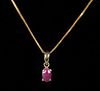 14K Yellow Gold Necklace w/Ruby Pendant