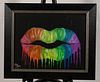 Rainbow Melting Lips Painting on Canvas