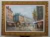 Oil Canvas Parisian Street Scene, Signed