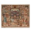 Gobelino. Siglo XX. En fibras de lana y seda. Decorado con escenas bíblicas del Arca de la Alianza y las tablas de Móises. 92 x 122 cm.