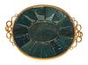 Bronze mounted Bloodstone Dish with Ruby jewels