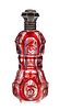 Bohemian Cranberry cut to Clear perfume bottle with