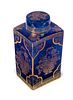 English Porcelain Tea Caddy for Chinese market Blue